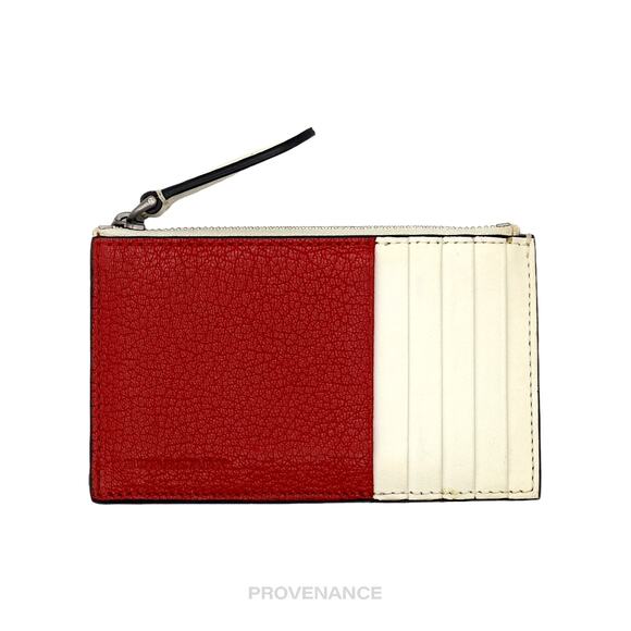 🔴 Burberry Two Tone Zip Card Wallet - Red/White - Picture 2 of 8